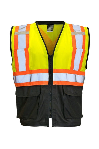 Custom Printed Hi Vis Traffic Safety Vest with Zipper Front, Tricot Polyester