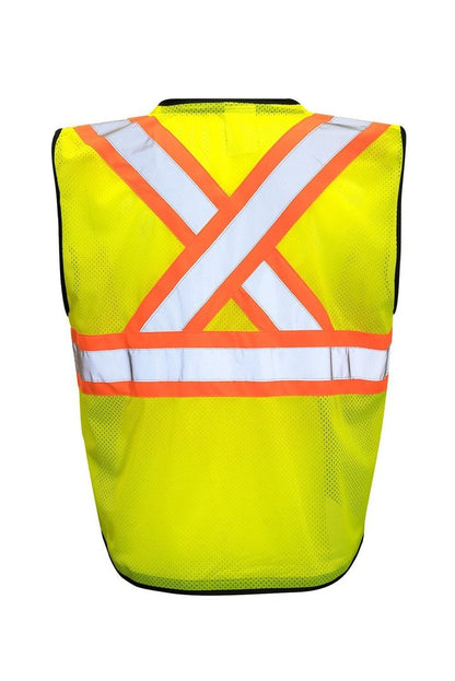 Custom Printed Hi Vis Traffic Safety Vest with Zipper Front, Tricot Polyester
