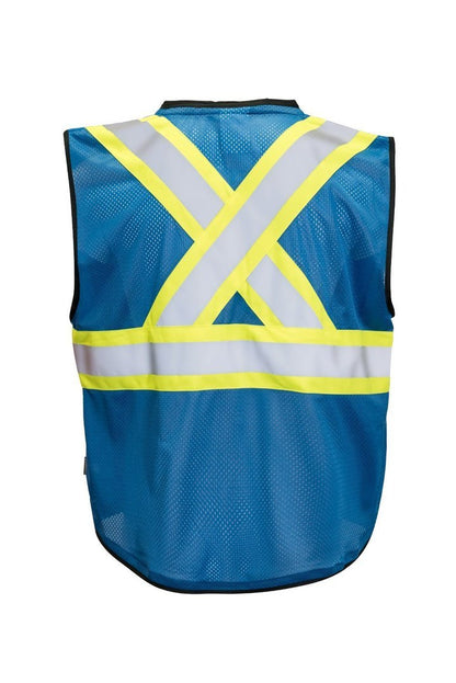 Custom Printed Hi Vis Traffic Safety Vest with Zipper Front, Tricot Polyester