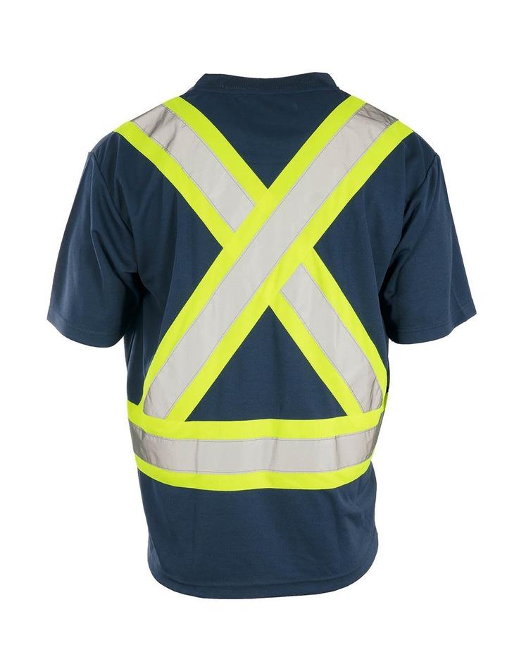 Custom Printed Hi Vis V-Neck Short Sleeve Safety Tee Shirt
